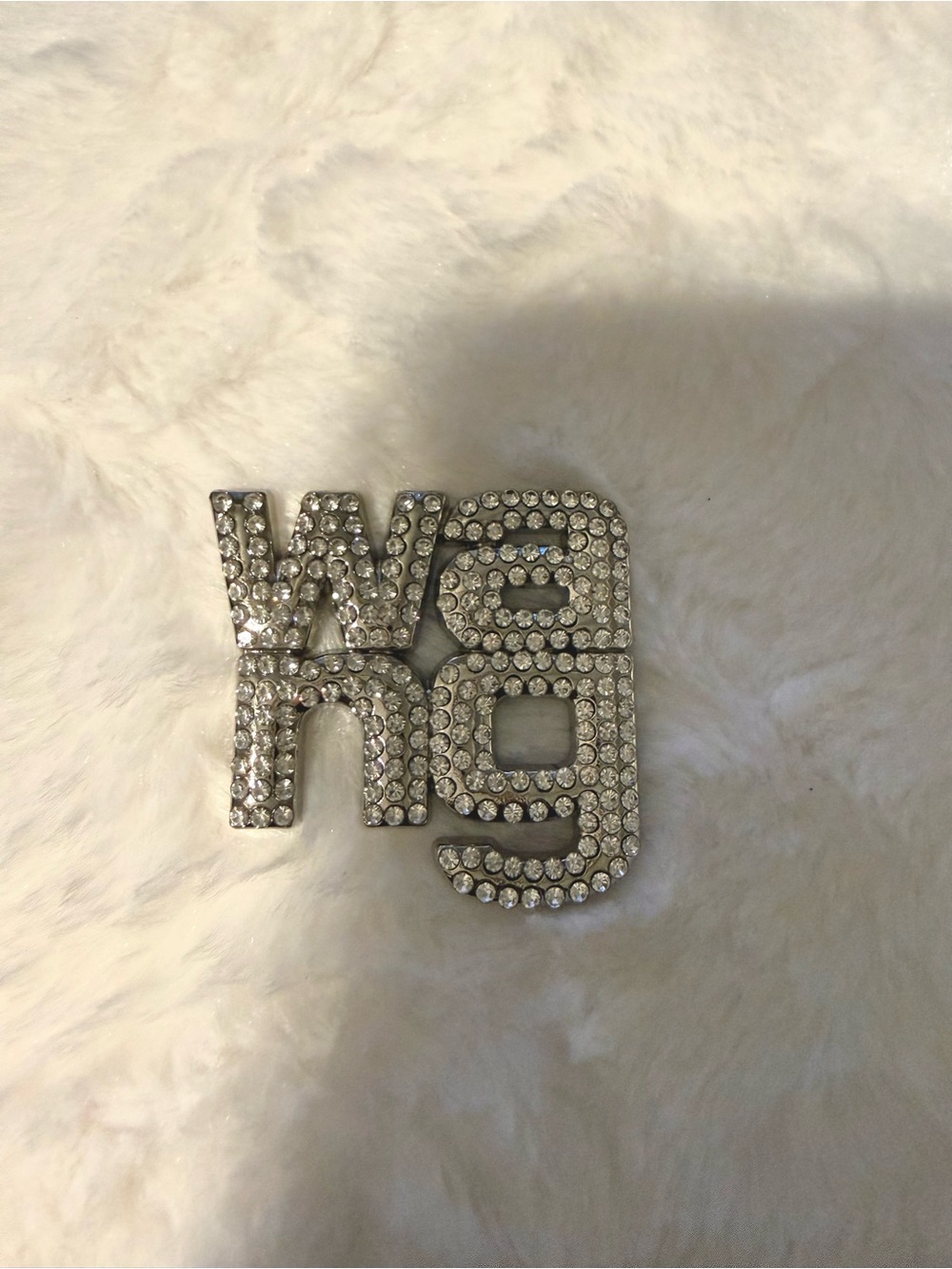Rhinestone Statement Charm Silver Tone Sparkle Crystal